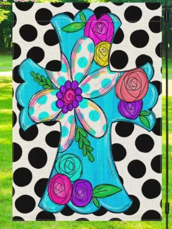 Other - *Buy Now* Turquoise Floral Cross Garden Flag